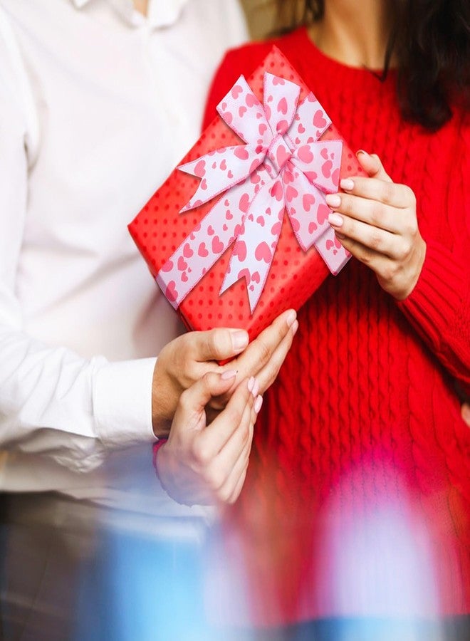 زاكفور لفتان من شرائط عيد الحب الوردية ذات الحواف السلكية، بعرض 2.5 بوصة، شرائط يدوية الصنع لتغليف الهدايا، وأقواس الأكاليل، وتزيين المهرجانات، بطول 12 ياردة. - Image 4